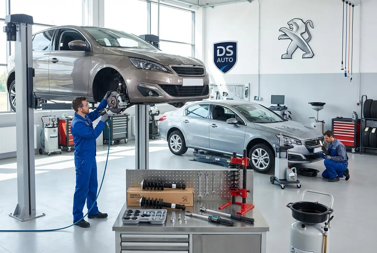 Замена передних и задних стоек амортизаторов Peugeot в автосервисе DS Auto в Жуковском
